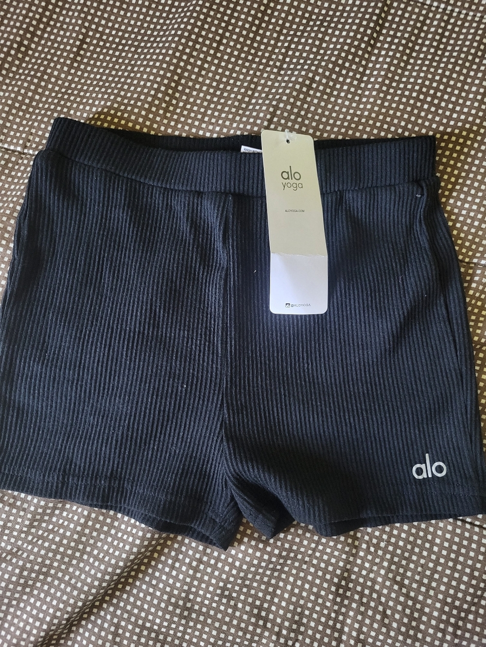 ALO Yoga Ribbed High-Rise Black Bike Shorts